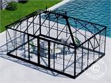 Orangerie, serre en verre 19m², 5,14x3,71x3,15m avec socle et crête ornementale, Noir