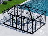 Invernadero/orangerie en cristal 19m², 5,14x3,71x3,15m con base y cumbrera, Negro