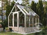 Estufa/tenda gazebo de jardim de madeira, 2,4x2,44x2,83m, 5,4m², Cinzento