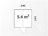 Puinen kasvihuone/lasipaviljonki, 2,4x2,44x2,83m, 5,4m², Harmaa