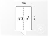 Puinen kasvihuone/Lasipaviljonki, 2,4x3,63x2,83m, 8,2m², Harmaa