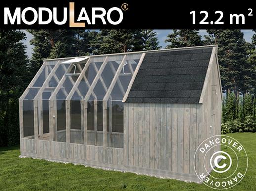 Wooden Greenhouse/garden gazebo w/shed 2.4x5.5x2.83 m, 12.2 m², Grey