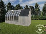 Estufa/tenda gazebo de jardim de madeira c/galpão, 2,4x5,5x2,83m, 12,2m², Cinzenta