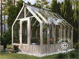 Estufa/tenda gazebo de jardim de madeira c/galpão, 2,4x5,5x2,83m, 12,2m², Cinzenta