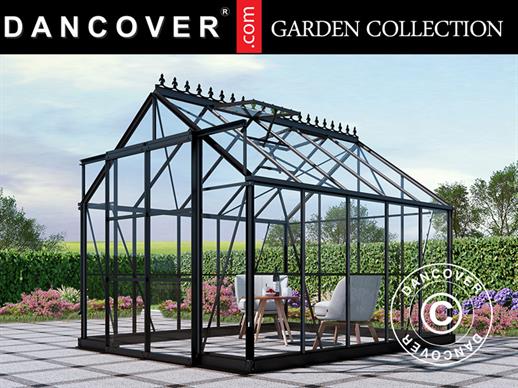Greenhouse glass 2.44x3.08x2.34 m w/base and cresting, 7.51 m², Black Greenhouse glass 2.44x3.08x2.34 m w/base and cresting, 7.51 m², Black