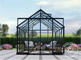 Greenhouse glass 2.44x3.08x2.34 m w/base and cresting, 7.51 m², Black Greenhouse glass 2.44x3.08x2.34 m w/base and cresting, 7.51 m², Black