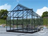 Greenhouse glass 3x3.68x2.6 m w/base, 11.04 m², Black