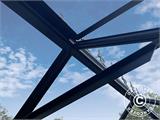 Greenhouse glass 3x3.68x2.6 m w/base and cresting, 11.04 m², Black Greenhouse glass 3x3.68x2.6 m w/base and cresting, 11.04 m², Black