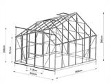 Greenhouse glass 3x3.68x2.6 m w/base and cresting, 11.04 m², Black Greenhouse glass 3x3.68x2.6 m w/base and cresting, 11.04 m², Black