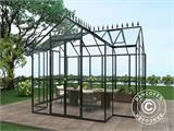 Serra orangerie 8,8m², 3,7x2,38x2,8m con base e cresta vittoriana, Nero