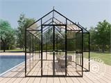 Orangery glass 8.8 m², 3.7x2.38x2.8 m w/base and cresting, Black