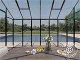 Orangerie aus Glas 10,37m², 3,7x3,04x2,8m mit Sockel und Aufsatz, Schwarz