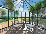 Invernadero orangerie con vidrio hexagonal 8,42m², 3,12x3,6x2,42m con base, Negro
