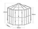 Invernadero orangerie con vidrio hexagonal 8,42m², 3,12x3,6x2,42m con base, Negro