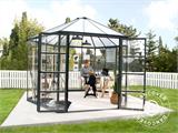 Invernadero orangerie de policarbonato OASIS, hexagonal 8,6m², Palram/Canopia, 3,16x3,63x2,89m, Antracita