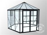 Oranjerie polycarbonaat OASIS, Zeshoekig 8,6m², Palram/Canopia, 3,16x3,63x2,89m, Antraciet