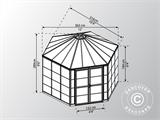 Orangeria polykarbonaatti OASIS, kuusikulmainen 8,6m², Palram/Canopia, 3,16x3,63x2,89m, Antrasiitti