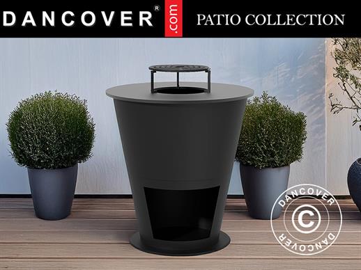 Fire Bowl with wood storage, Ø74.5x80 cm, Black
