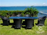 Garden furniture set w/1 garden table + 6 garden chairs, Key West, Black