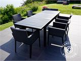 Garden furniture set, Miami, 1 table + 6 chairs, Black/Grey