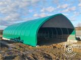 Storage shelter/arched tent 12x16x5.88 m w/sliding gate, PVC, Green