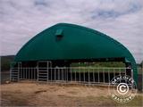 Storage shelter/arched tent 9x15x4.42 m w/sliding gate, PVC, Green