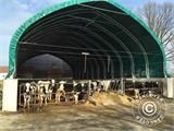 Storage shelter, arched tent 15x15x7.42 m w/sliding gate, PVC, White/Grey Storage shelter, arched tent 15x15x7.42 m w/sliding gate, PVC, White/Grey