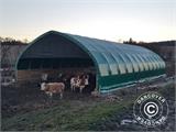 Storage shelter/arched tent 15x15x7.42 m w/sliding gate, PVC, White/Grey