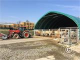 Storage shelter, arched tent 15x15x7.42 m w/sliding gate, PVC, White/Grey Storage shelter, arched tent 15x15x7.42 m w/sliding gate, PVC, White/Grey