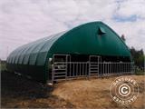 Storage shelter, arched tent 15x15x7.42 m w/sliding gate, PVC, White/Grey Storage shelter, arched tent 15x15x7.42 m w/sliding gate, PVC, White/Grey