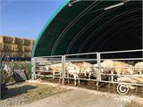 Storage shelter, arched tent 15x15x7.42 m w/sliding gate, PVC, White/Grey Storage shelter, arched tent 15x15x7.42 m w/sliding gate, PVC, White/Grey