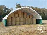 Storage shelter, arched tent 15x15x7.42 m w/sliding gate, PVC, White/Grey Storage shelter, arched tent 15x15x7.42 m w/sliding gate, PVC, White/Grey