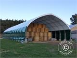 Storage shelter/arched tent 10x15x5.54 m w/sliding gate, PVC, Green