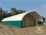Storage shelter, arched tent 15x15x7.42 m w/sliding gate, PVC, White/Grey Storage shelter, arched tent 15x15x7.42 m w/sliding gate, PVC, White/Grey