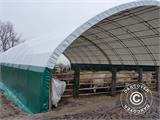 Storage shelter/arched tent 12x16x5.88 m w/sliding gate, PVC, White/Grey