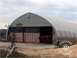 Storage shelter/arched tent 10x15x5.54 m w/sliding gate, PVC, White/Grey