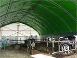 Storage shelter/arched tent 15x15x7.42 m w/sliding gate, PVC, Green