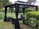 Gazebo Santa Ana w/curtains and mosquito net, 3x4 m, Black