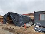 Carpa grande de almacén PRO 6x12x3,7m PVC con panel tragaluz de techo, Gris Carpa grande de almacén PRO 6x12x3,7m PVC con panel tragaluz de techo, Gris