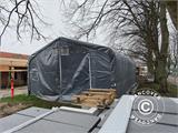 Carpa grande de almacén PRO 6x12x3,7m PVC con panel tragaluz de techo, Gris Carpa grande de almacén PRO 6x12x3,7m PVC con panel tragaluz de techo, Gris