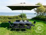 Package festif, 1 table pliante imitation rotin PRO (182cm) + 8 chaises imitation rotin, noir