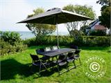 Party package, 1 folding table rattan-look PRO (182 cm) + 8 chairs rattan-look, Black