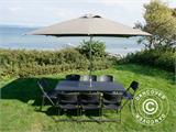 Party package, 1 folding table rattan-look PRO (182 cm) + 8 chairs rattan-look, Black