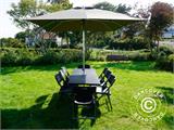 Party package, 1 folding table rattan-look PRO (182 cm) + 8 chairs rattan-look, Black