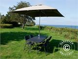 Party package, 1 folding table rattan-look PRO (182 cm) + 8 chairs rattan-look, Black