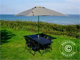 Party package, 1 folding table rattan-look PRO (182 cm) + 8 chairs rattan-look, Black