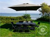 Party package, 1 folding table rattan-look PRO (182 cm) + 8 chairs rattan-look, Black