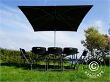 Party package, 1 folding table rattan-look PRO (182 cm) + 8 chairs rattan-look, Black