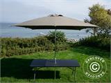 Party package, 1 folding table rattan-look PRO (182 cm) + 8 chairs rattan-look, Black