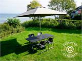 Party package, 1 folding table rattan-look PRO (182 cm) + 8 chairs rattan-look, Black